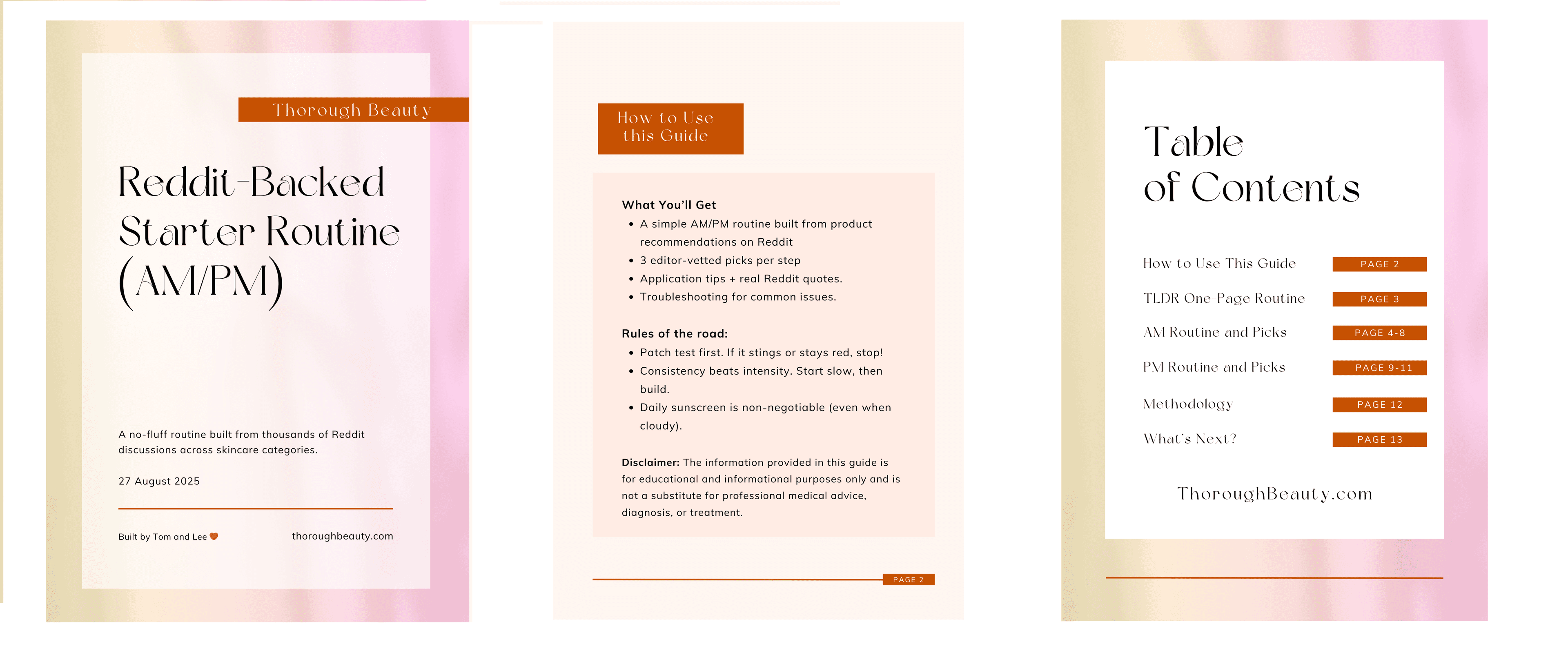 3 Images of the Reddit Backed Routine PDF in a collage style next to each other